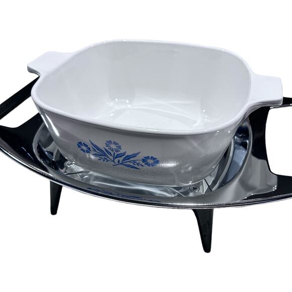 NEW! Vintage Corning Ware Royal Buffet Chrome with Black Casserole Warming Stand - Picture 4 of 8